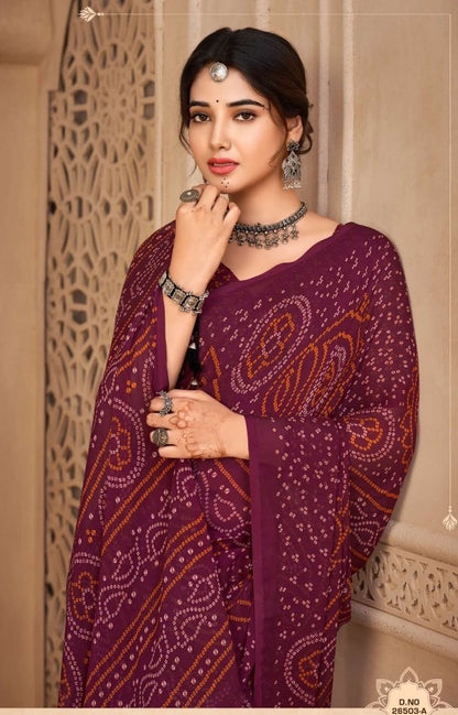 Casual Magenta Georgette Readymade/Easy Saree