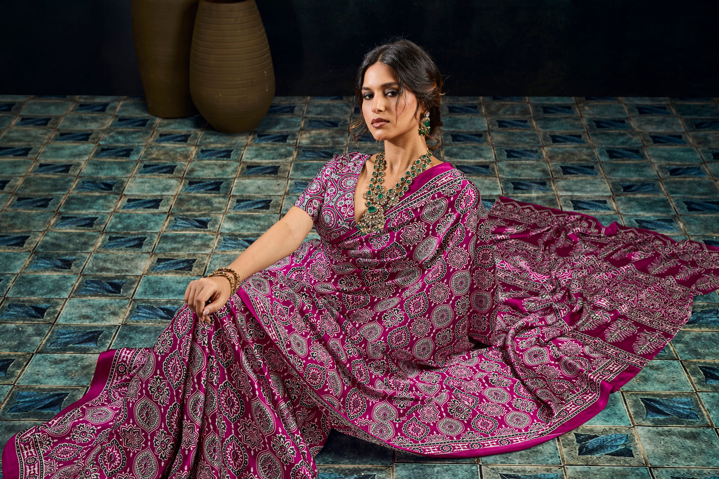 Berry Pink Modal Silk Ready To Wear/Easy Saree by Stylebypanaash 