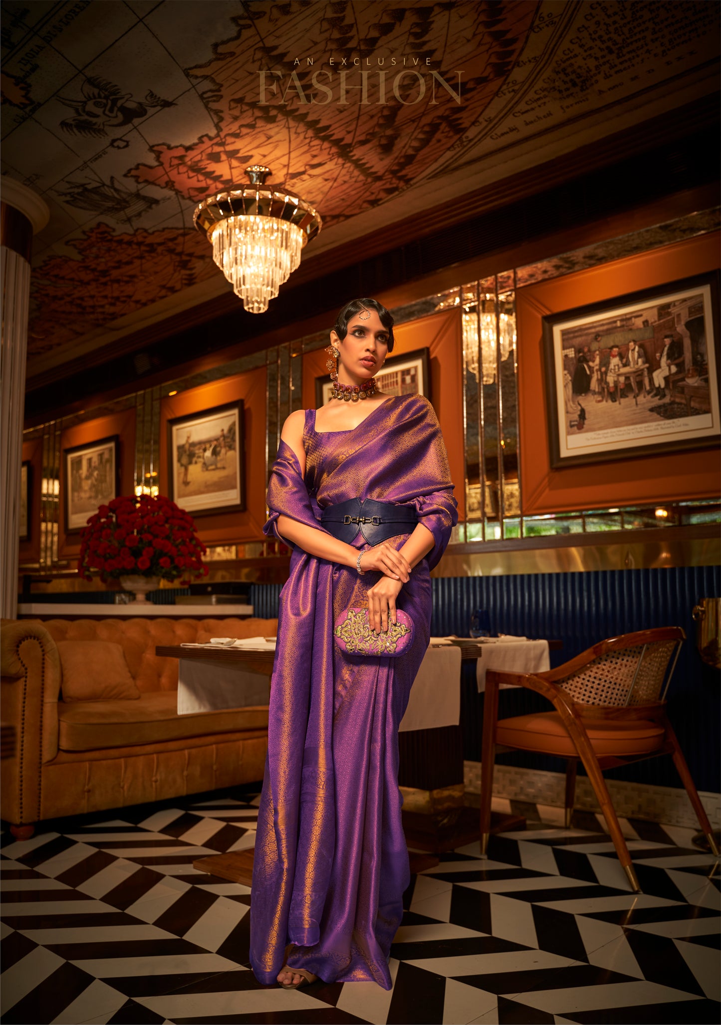 Purple Soft Silk Readymade/Easy Saree