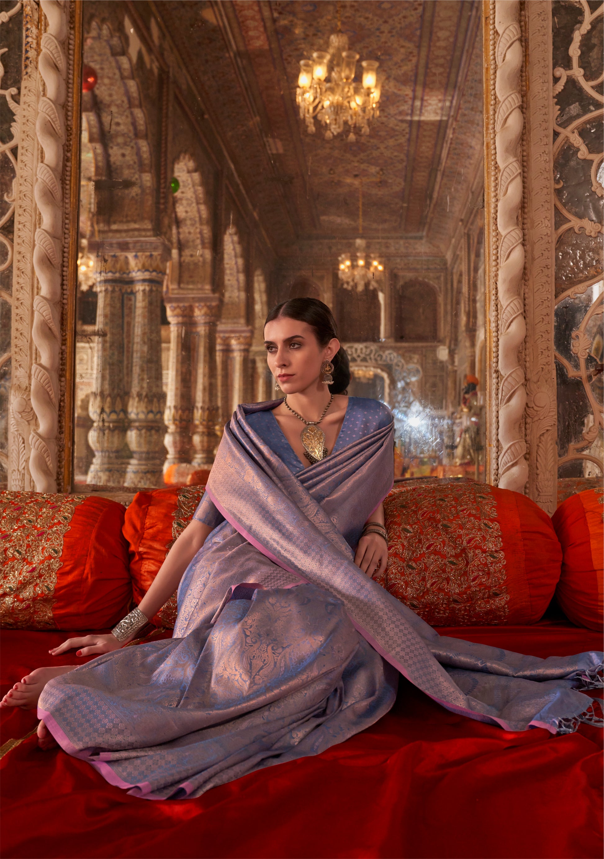 Lavender Kanjivaram Silk Normal Drape Saree - Panaash Saree