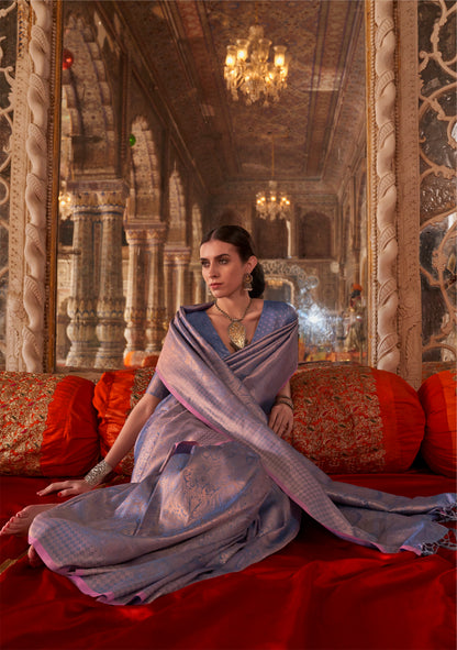 Lavender Kanjivaram Silk Normal Drape Saree - Panaash Saree