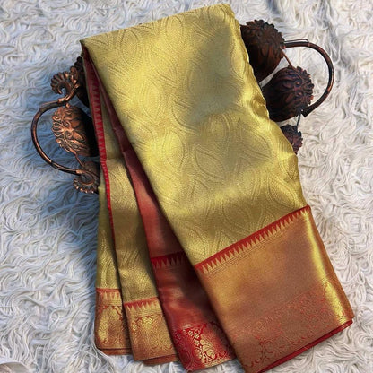 Golden Tissue Silk Readymade/Easy Saree