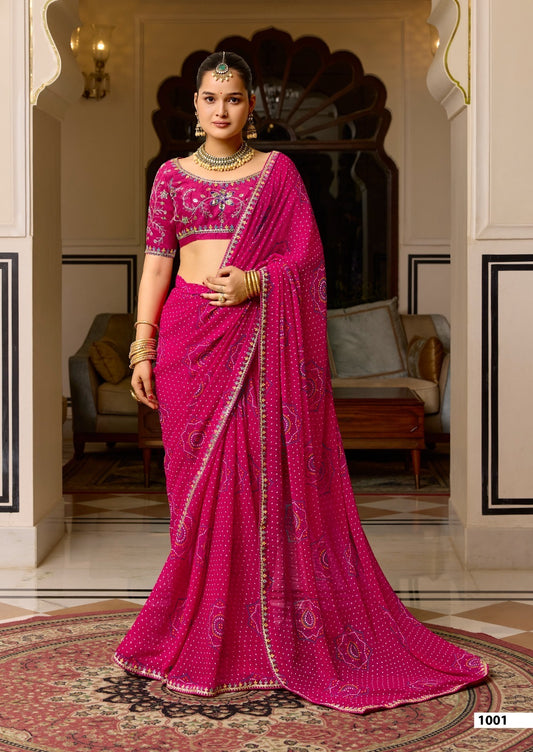 Pink Georgette Normal Drape Saree - Panaash Saree