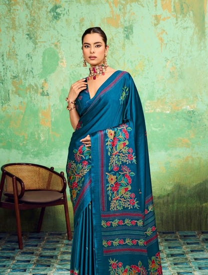 Blue Modal Silk Ready To Wear/Easy Saree by StyleByPanaash