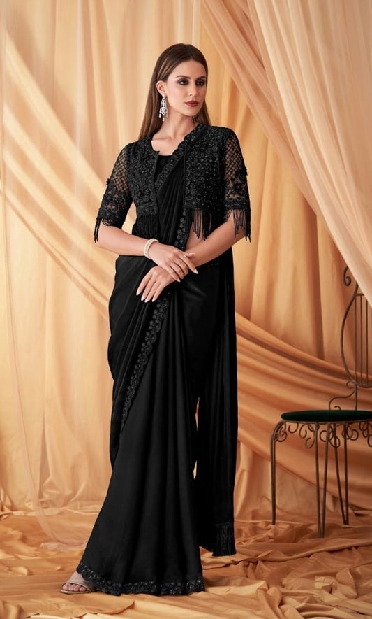 Black Evening Wear Readymade Saree