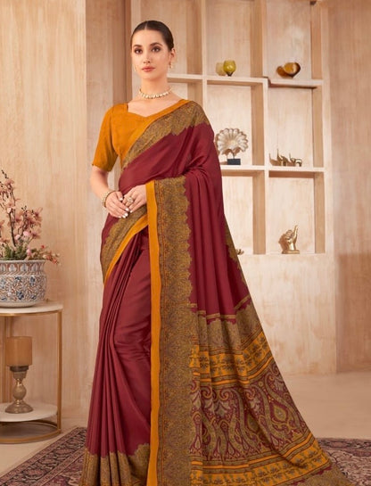 Casual Maroon Readymade Saree