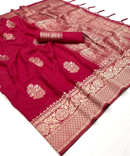 Magenta Pink Khadi Georgette Readymade/Easy Saree