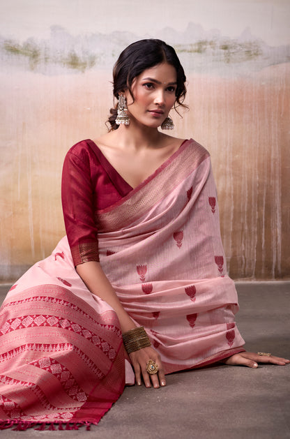 Maroon Modal Cotton Office Wear Easy/Readymade Saree