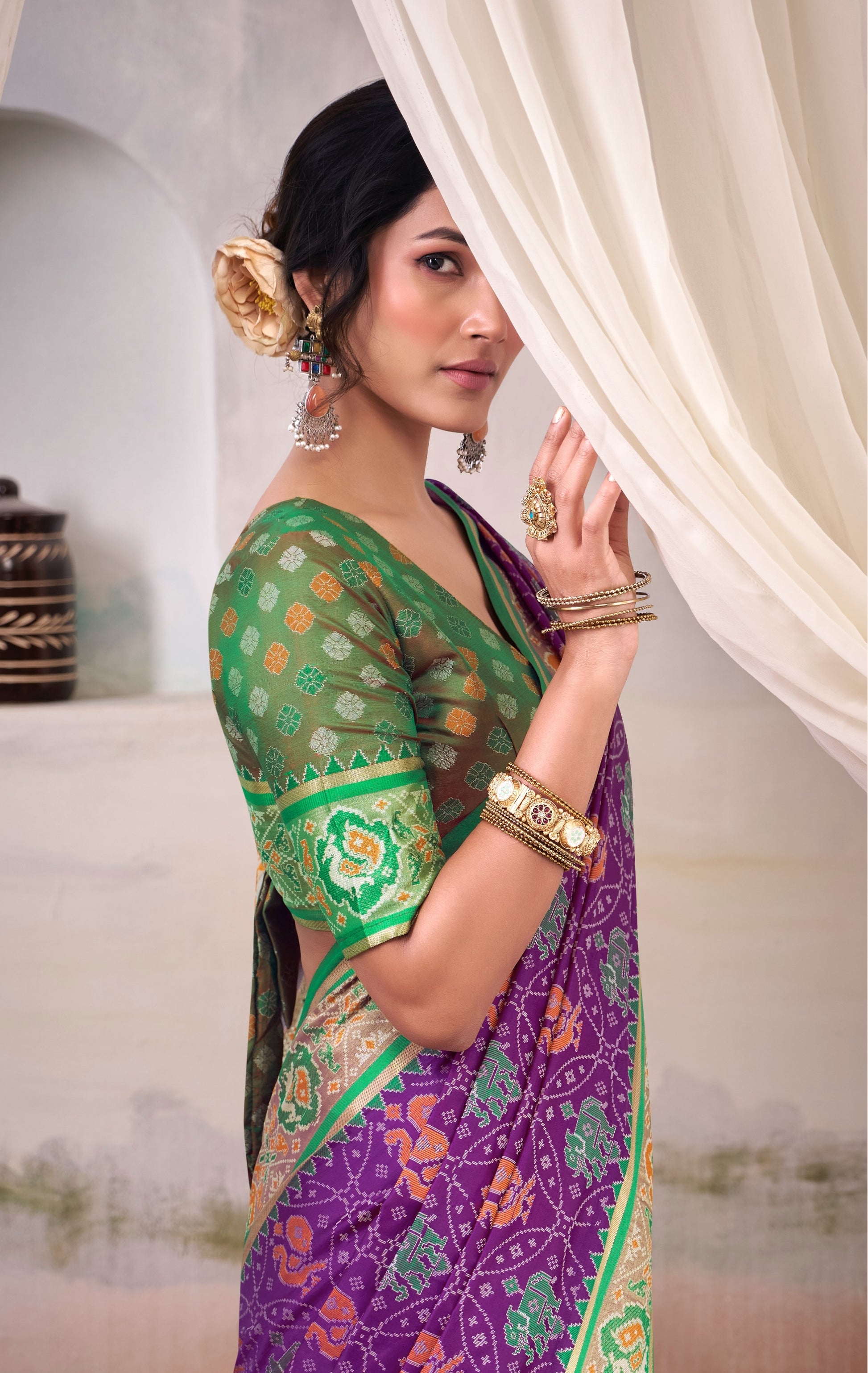 Purple Patola Silk Ready To Wear/Easy Saree by StylebyPanaash