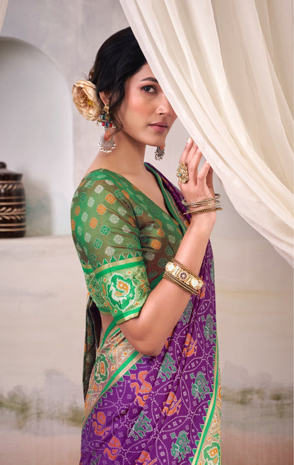 Purple Patola Silk Ready To Wear/Easy Saree by StylebyPanaash