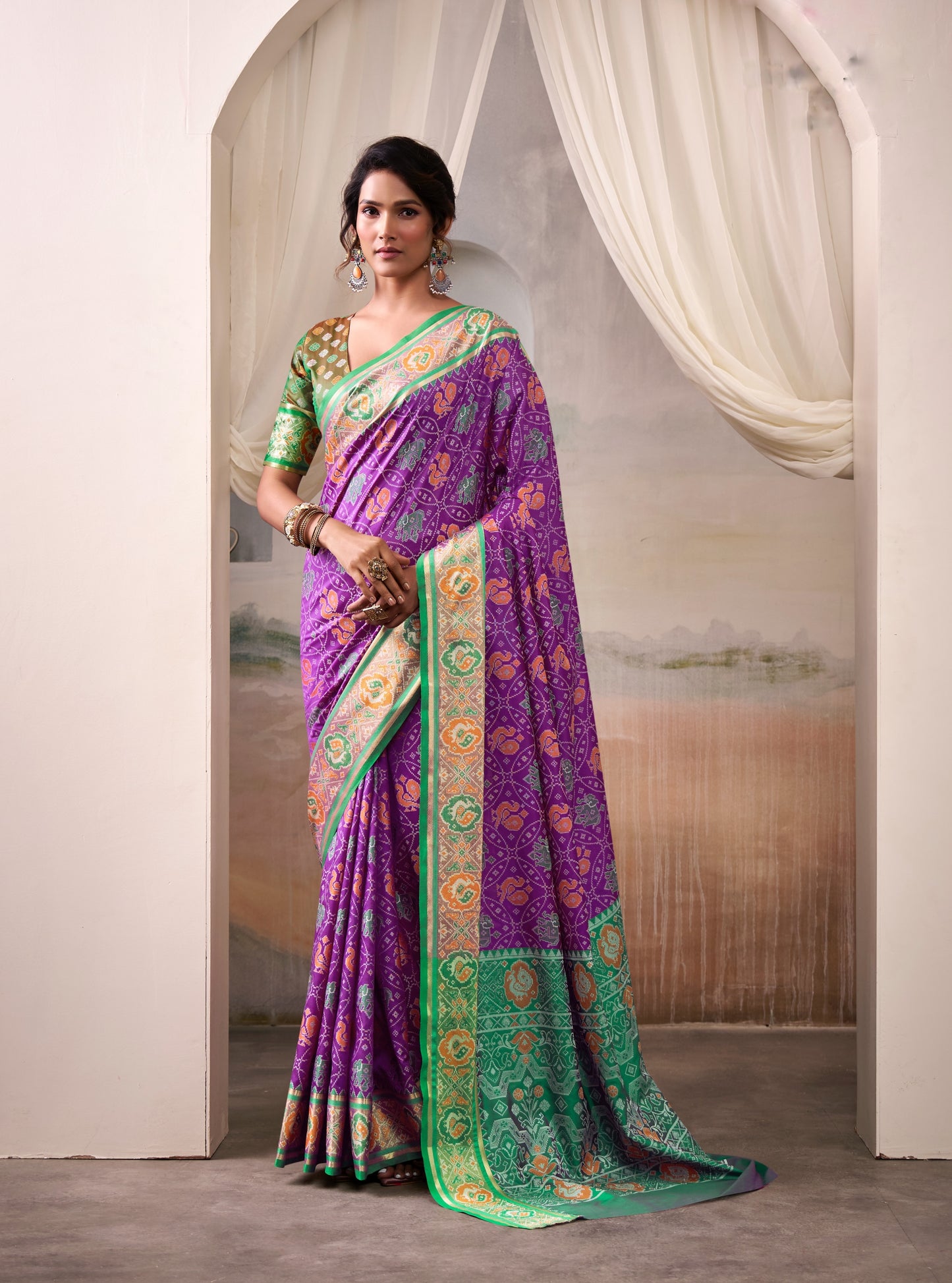 Purple Patola Silk Ready To Wear/Easy Saree by StylebyPanaash