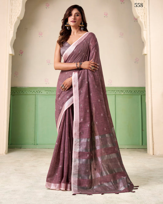 Mauve Linen Silk Office Wear Easy/Readymade Saree