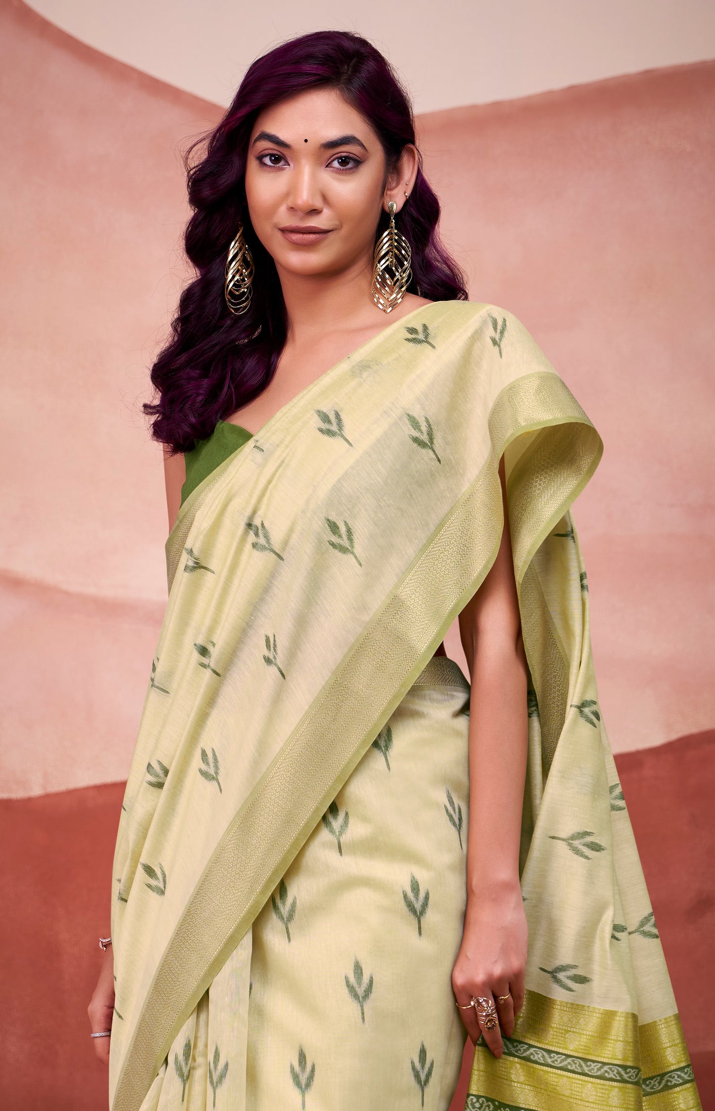 Olive Modal Cotton Office Wear Easy/Readymade Saree