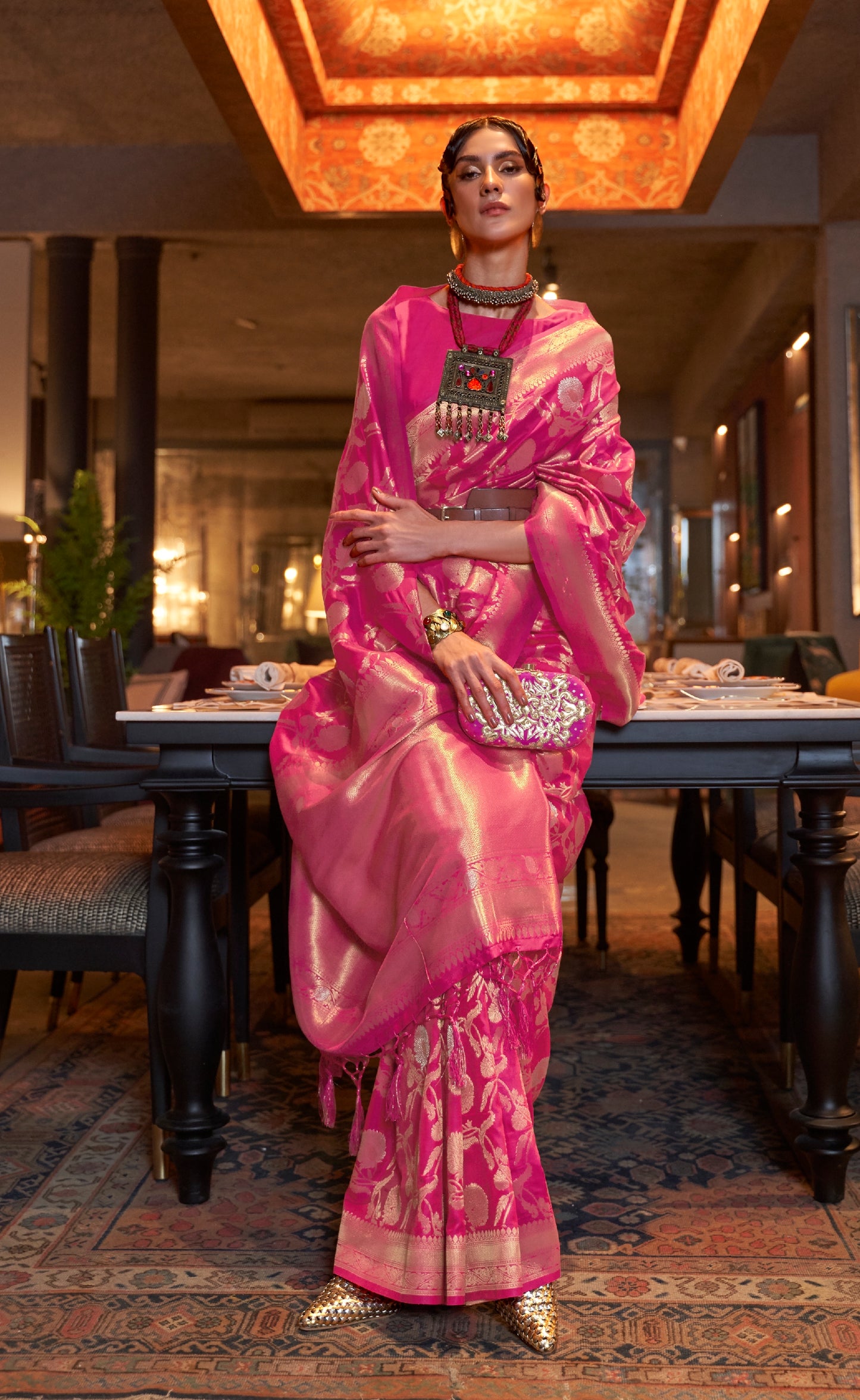 Pink Color Soft Banarasi Silk Saree