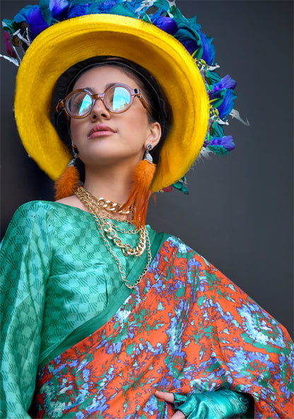 Multi Color Crepe Silk Casual Readymade/Easy Saree