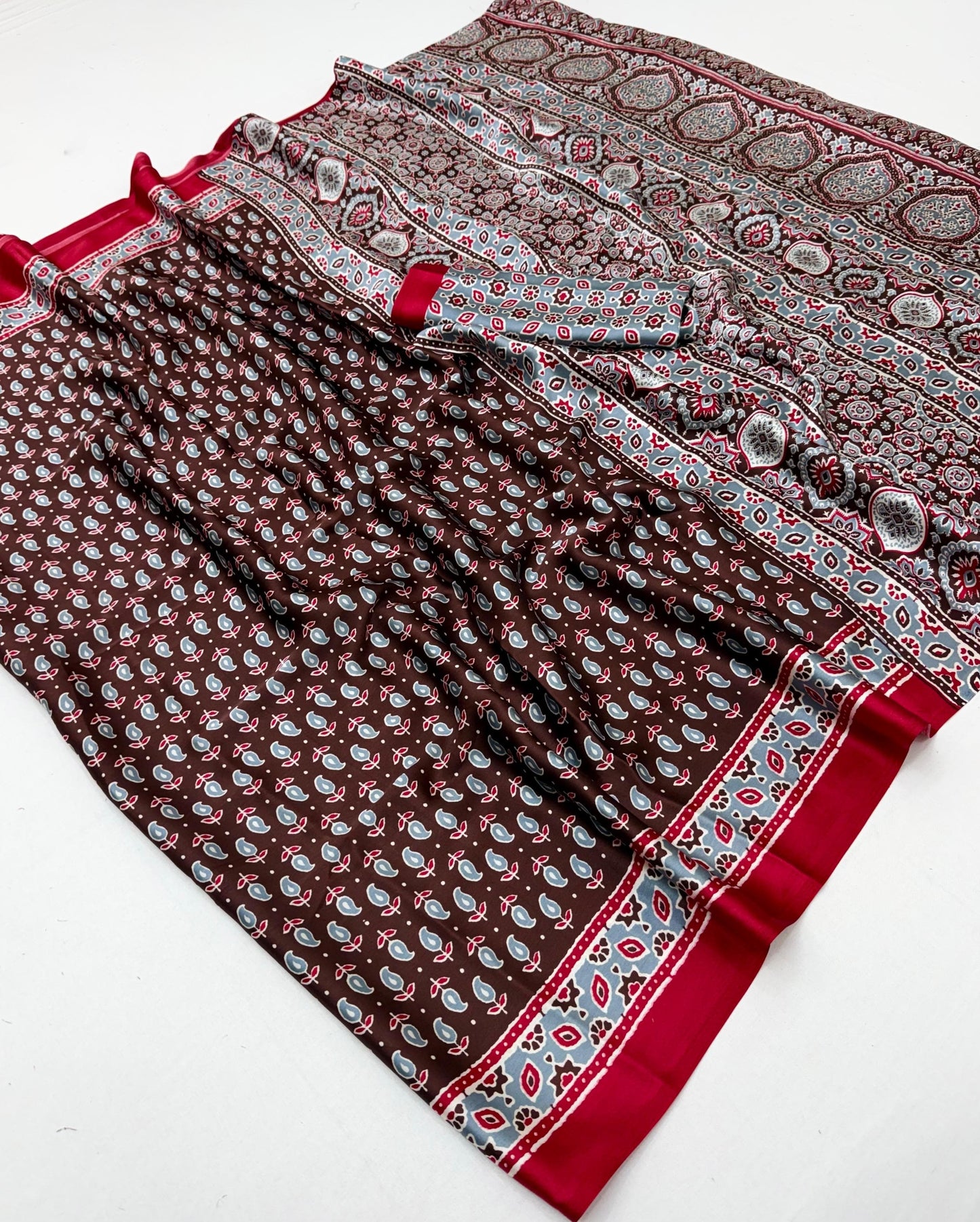 Brown Modal Satin Office Wear Ready To Wear/Easy Saree - Panaash Saree