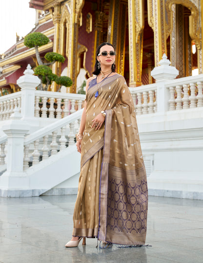 Powder Blue Tissue Silk Readymade/Easy Fancy Saree