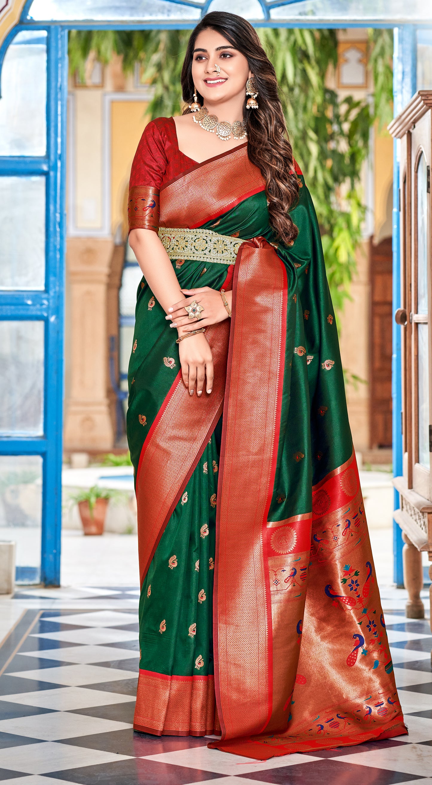 Plus Size Multi Color Paithani Silk Readymade Saree