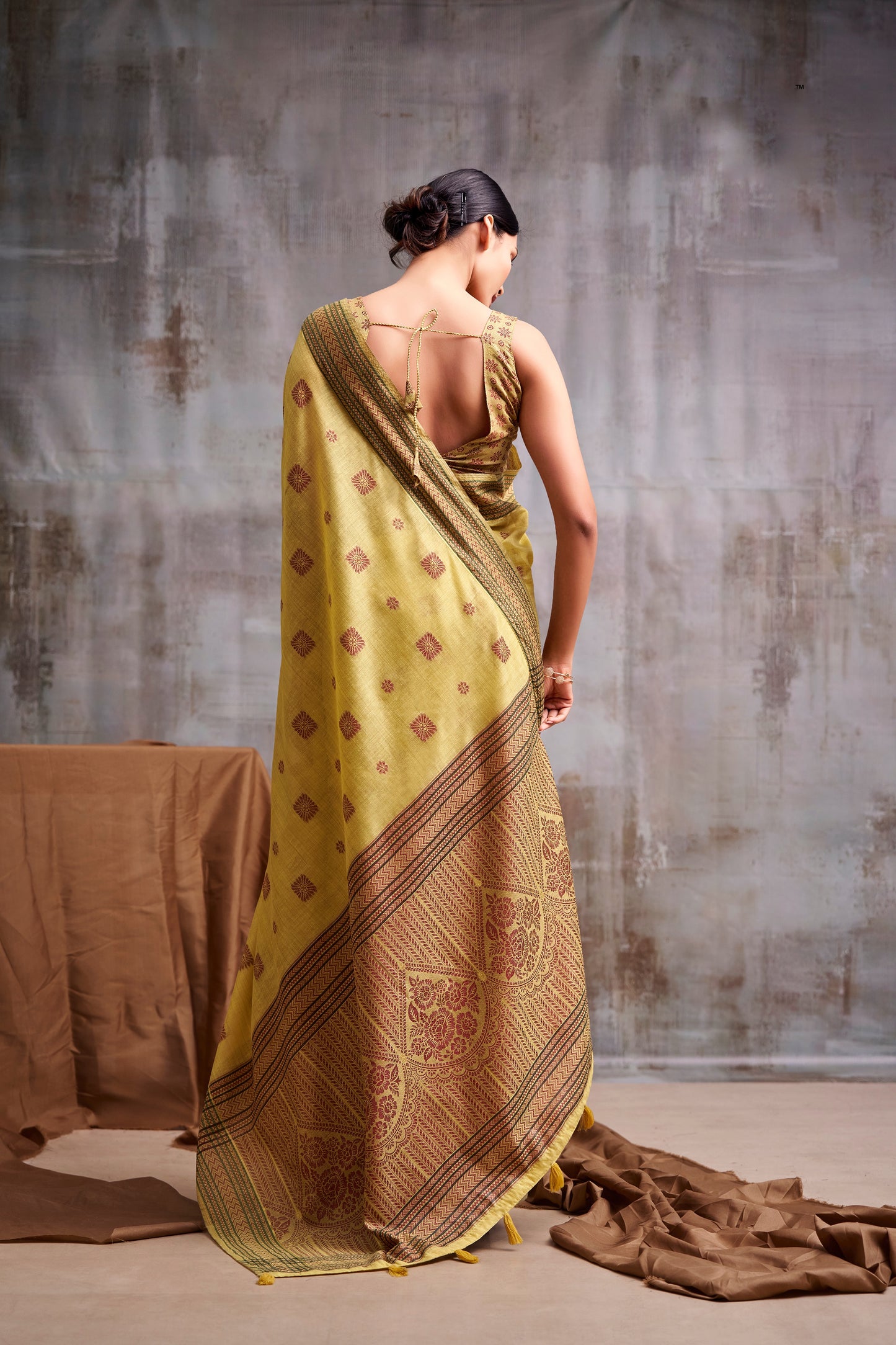 Yellow Cotton Ready To Wear/Easy Saree - Panaash Saree