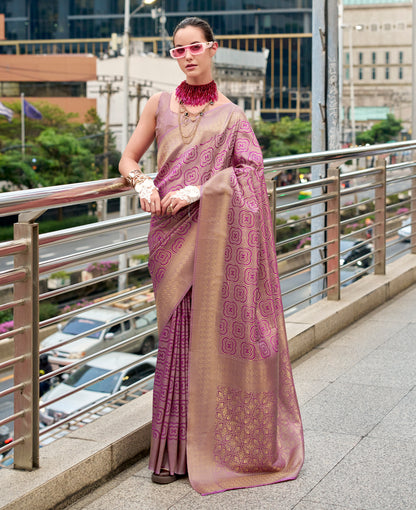 Purple Kanjivaram Silk Readymade/Easy Saree