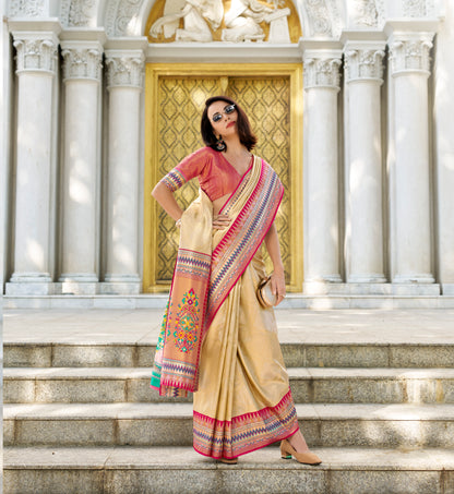 Golden Tissue Banarasi Silk Readymade/Easy Saree