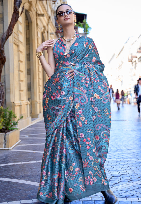 Plus Size Multi Color Crepe Silk Readymade Saree