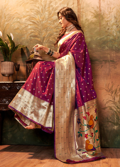 Purple Paithani Silk Readymade Saree