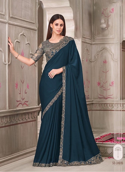 Dark Green Cocktail Readymade Saree