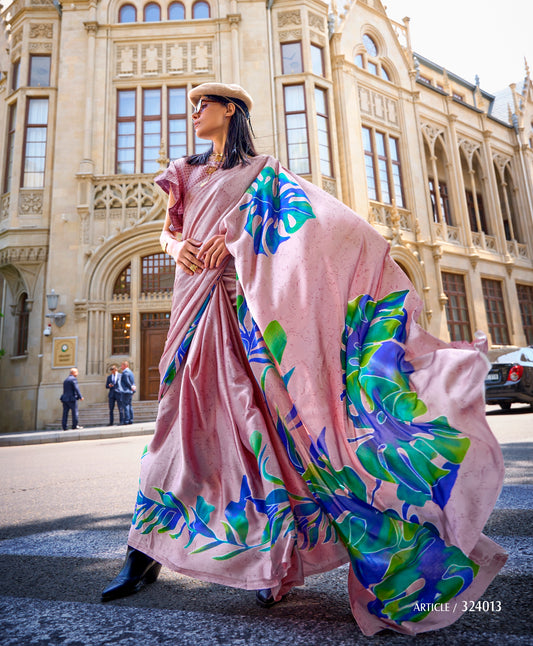 Multicolor Crepe Silk Readymade Saree
