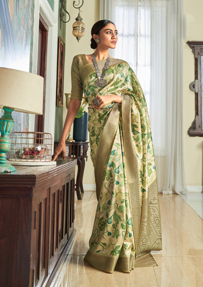 Multicolor Printed Soft Silk Readymade/Easy Saree