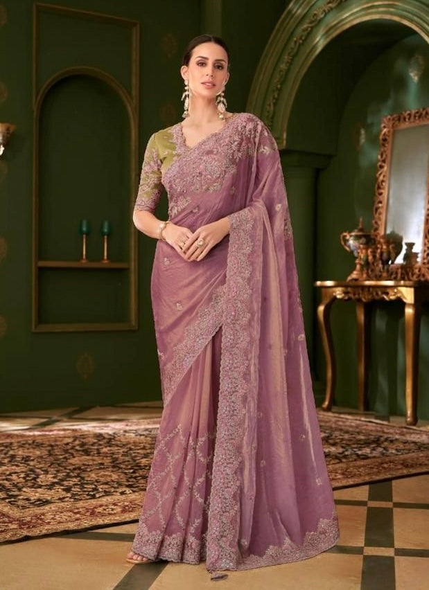 Mauve Cocktail Ready To Wear/Easy Saree - Panaash Saree