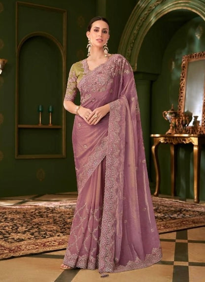 Mauve Cocktail Ready To Wear/Easy Saree - Panaash Saree