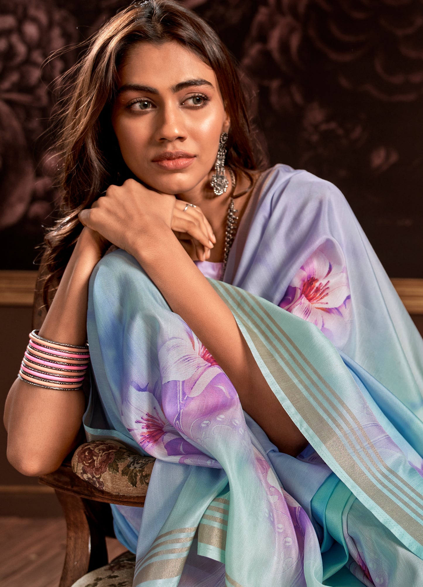 Multicolor Printed Silk Readymade/Easy Saree