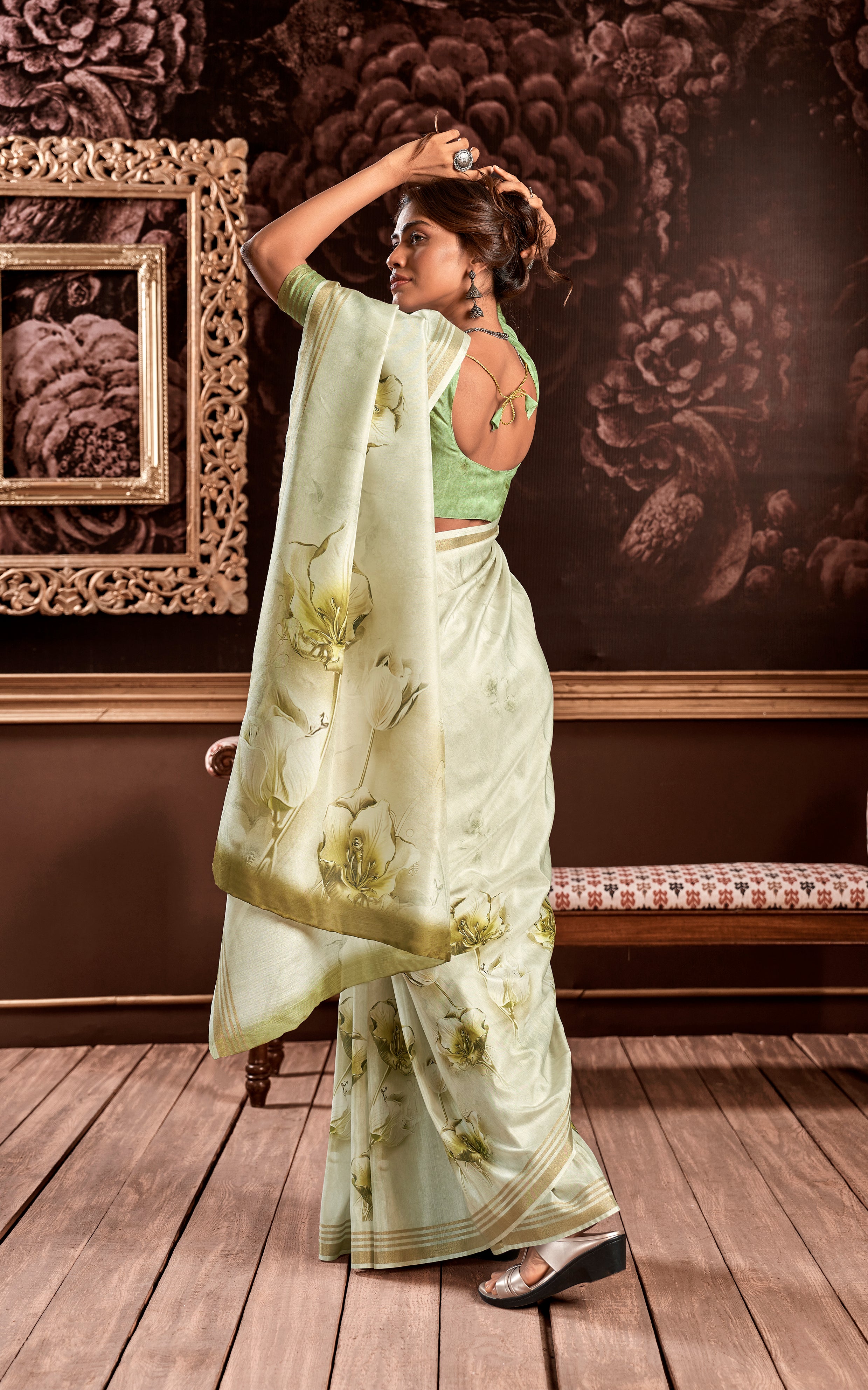 Floral Print Organza Saree • Anaya Designer Studio | Sarees, Gowns And  Lehenga Choli