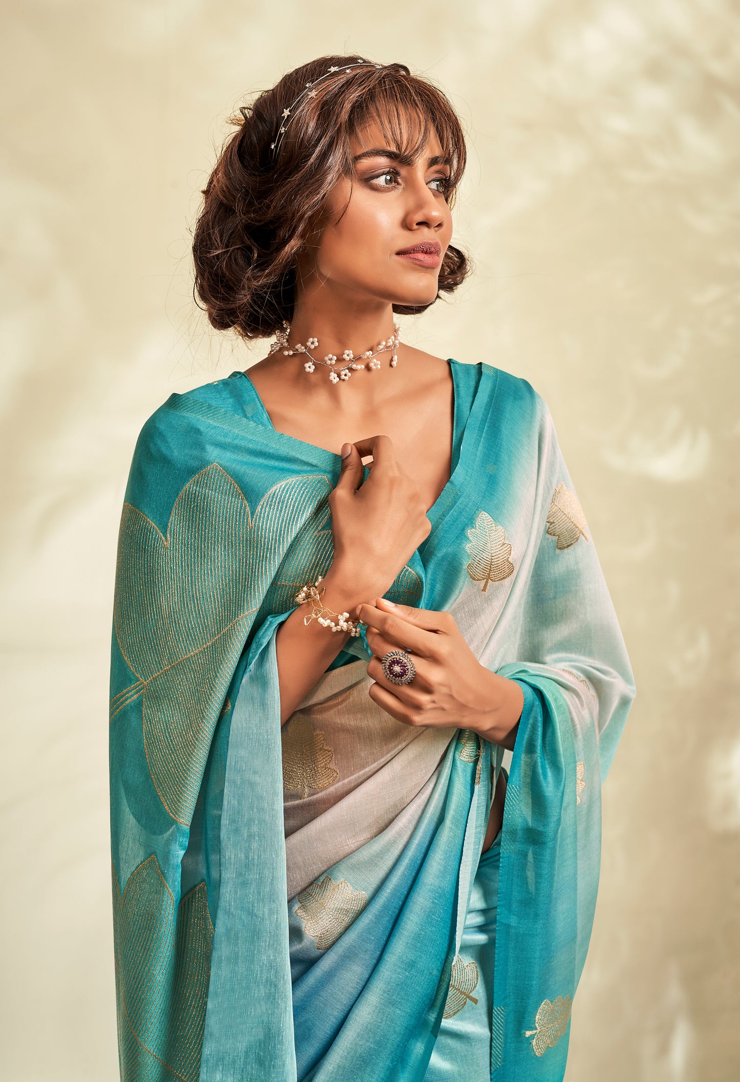 Blue Silk Readymade/Easy Saree