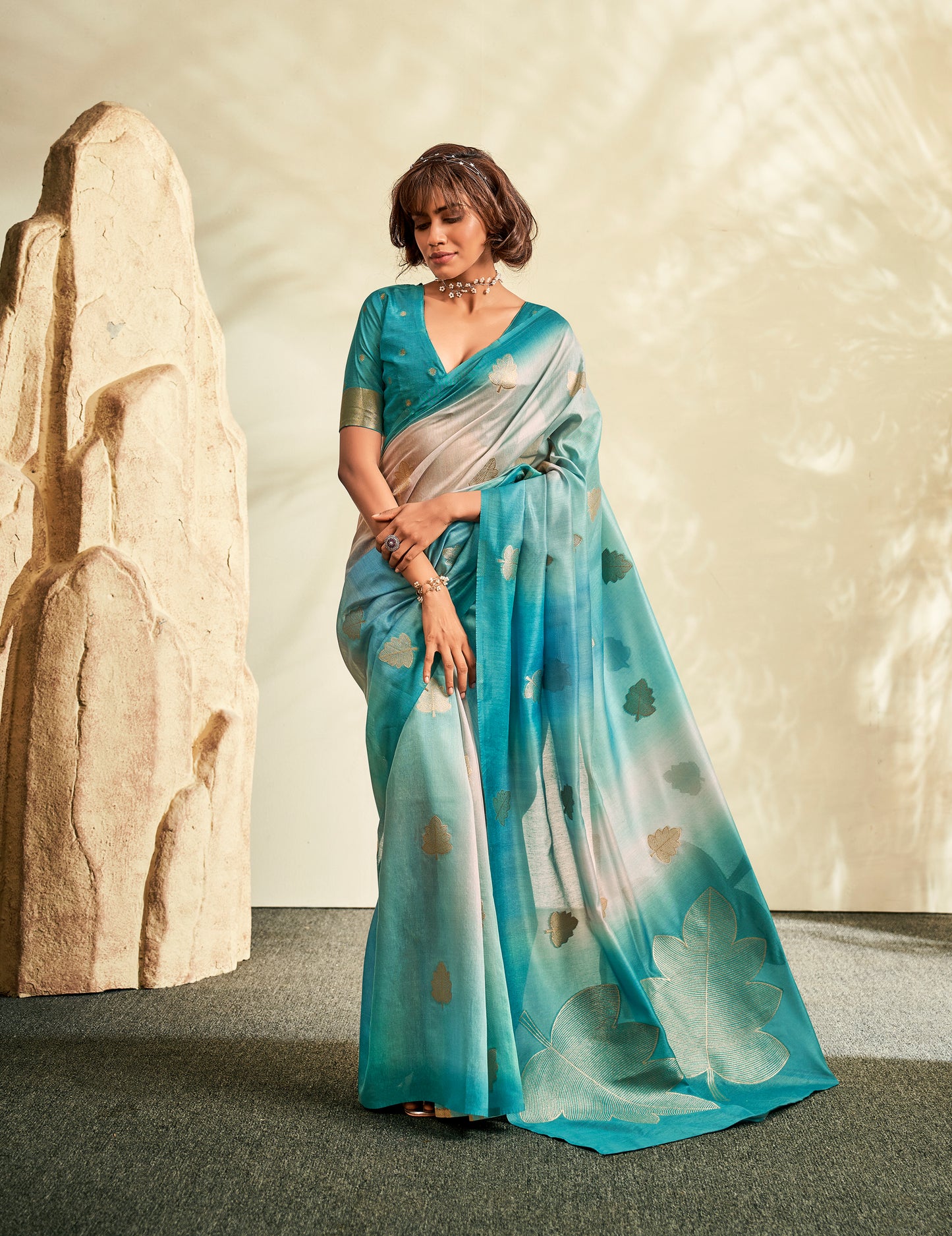 Blue Silk Readymade/Easy Saree