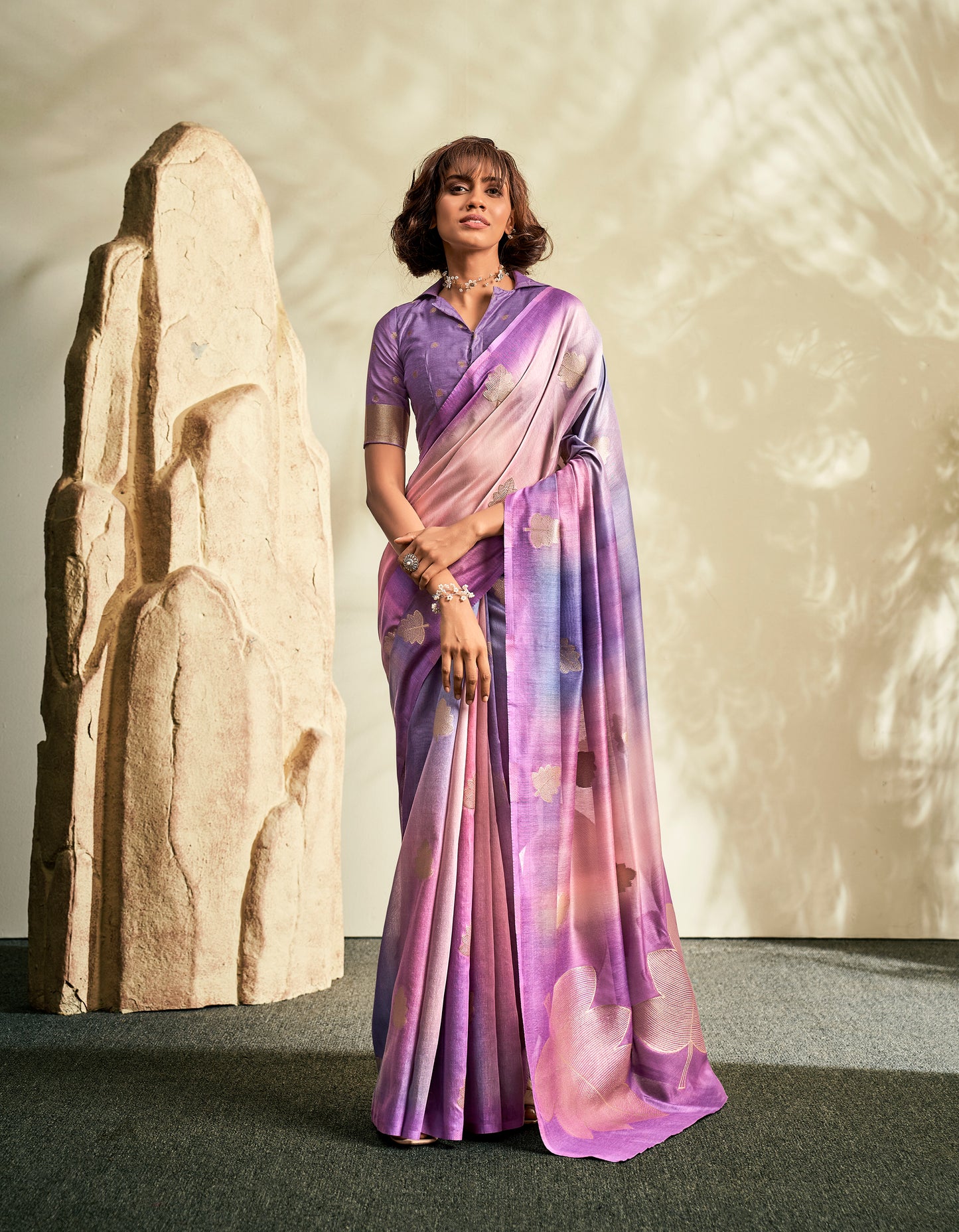 Lavender Silk Readymade/Easy Saree