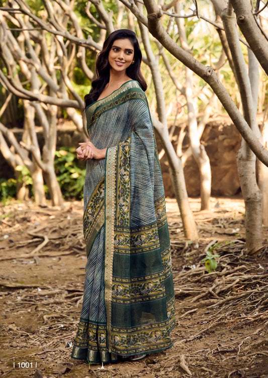 Multicolor Silk Cotton Readymade/Easy Saree