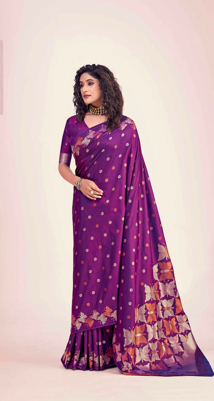 Purple Color Kanjivaram Silk Readymade/Easy Saree