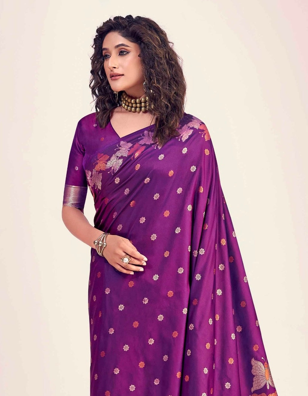 Purple Color Kanjivaram Silk Readymade/Easy Saree