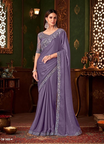 Mauve Color Cocktail Readymade Saree