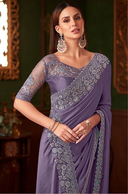 Mauve Color Cocktail Readymade Saree