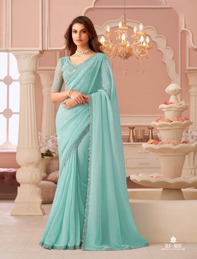 Sky Blue Cocktail Readymade Saree