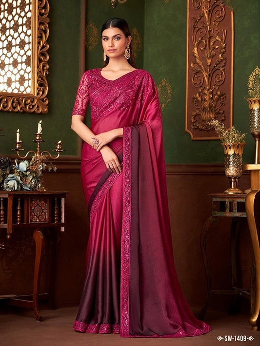 Maroon Color Cocktail Readymade Saree