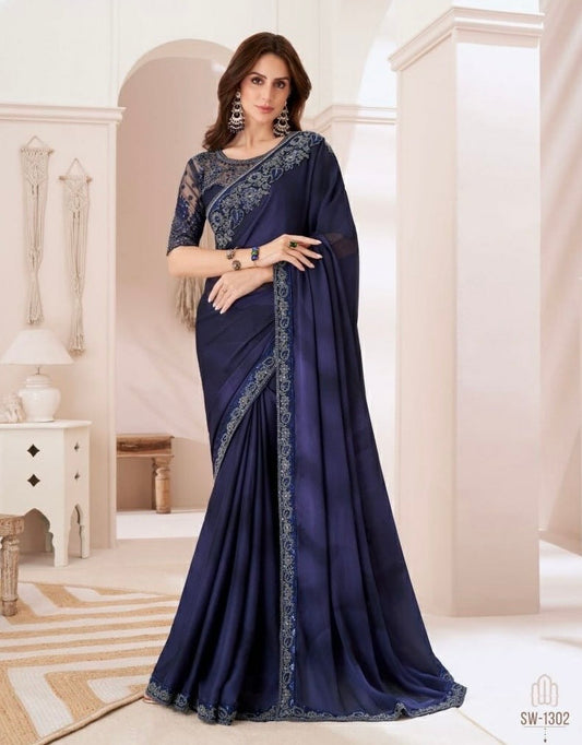 Blue Cocktail Readymade Saree