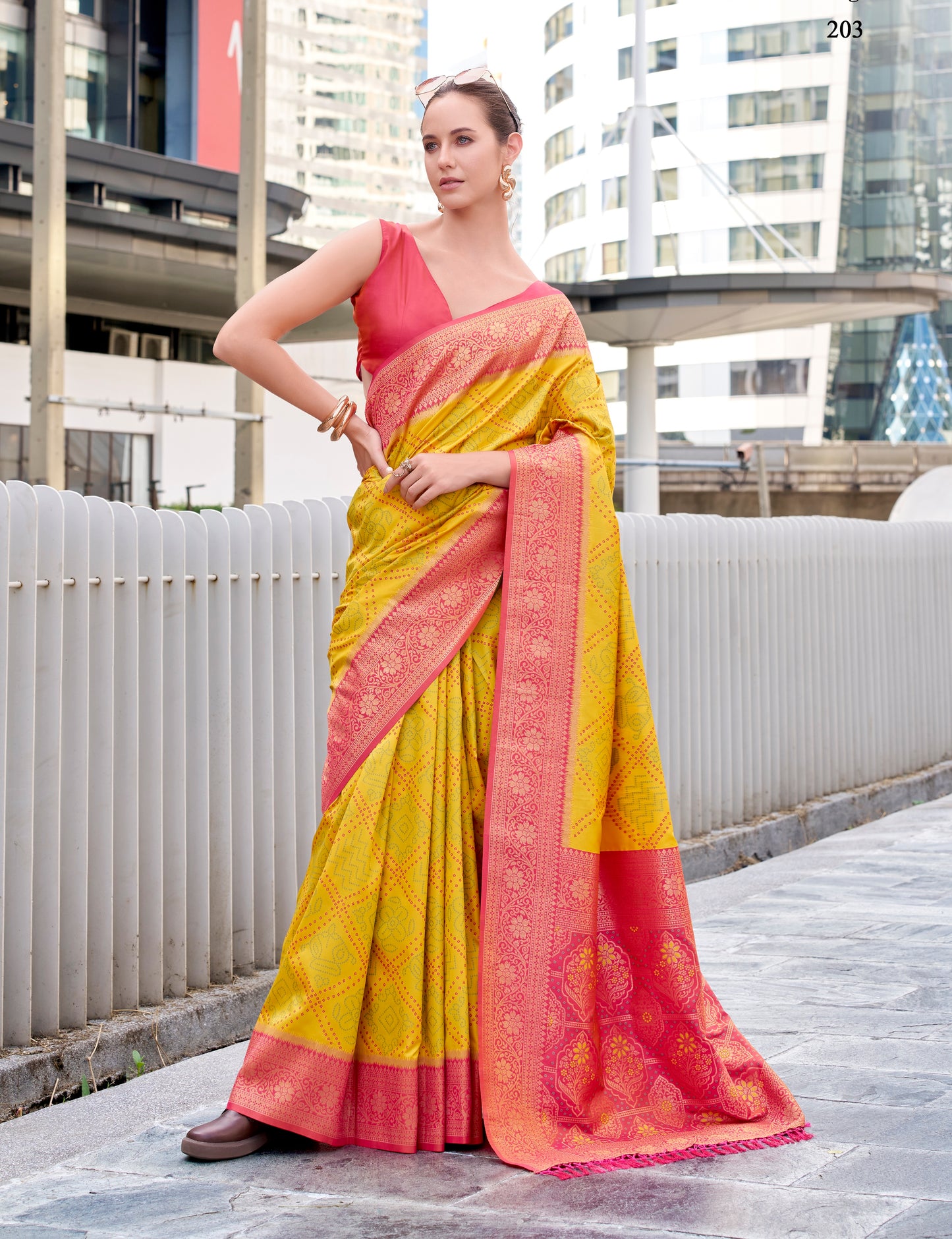 Yellow Kanjivaram Silk Readymade/Easy Saree