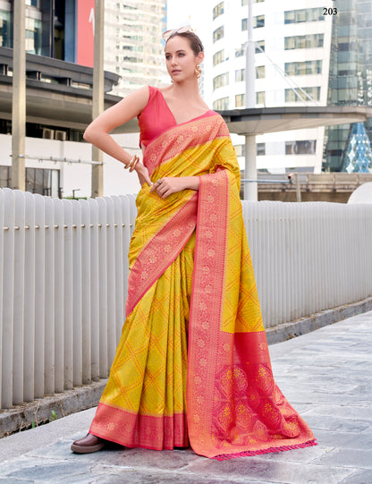 Yellow Kanjivaram Silk Readymade/Easy Saree