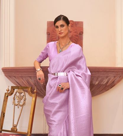 Lavender Color Kanjivaram Readymade/Easy Saree