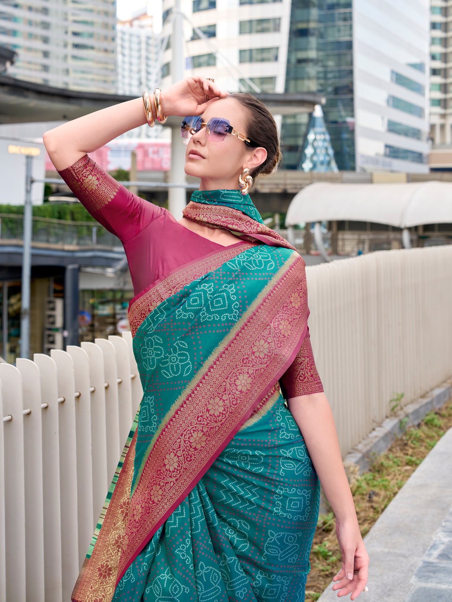 Teal Green Kanjivaram Silk Readymade/Easy Saree