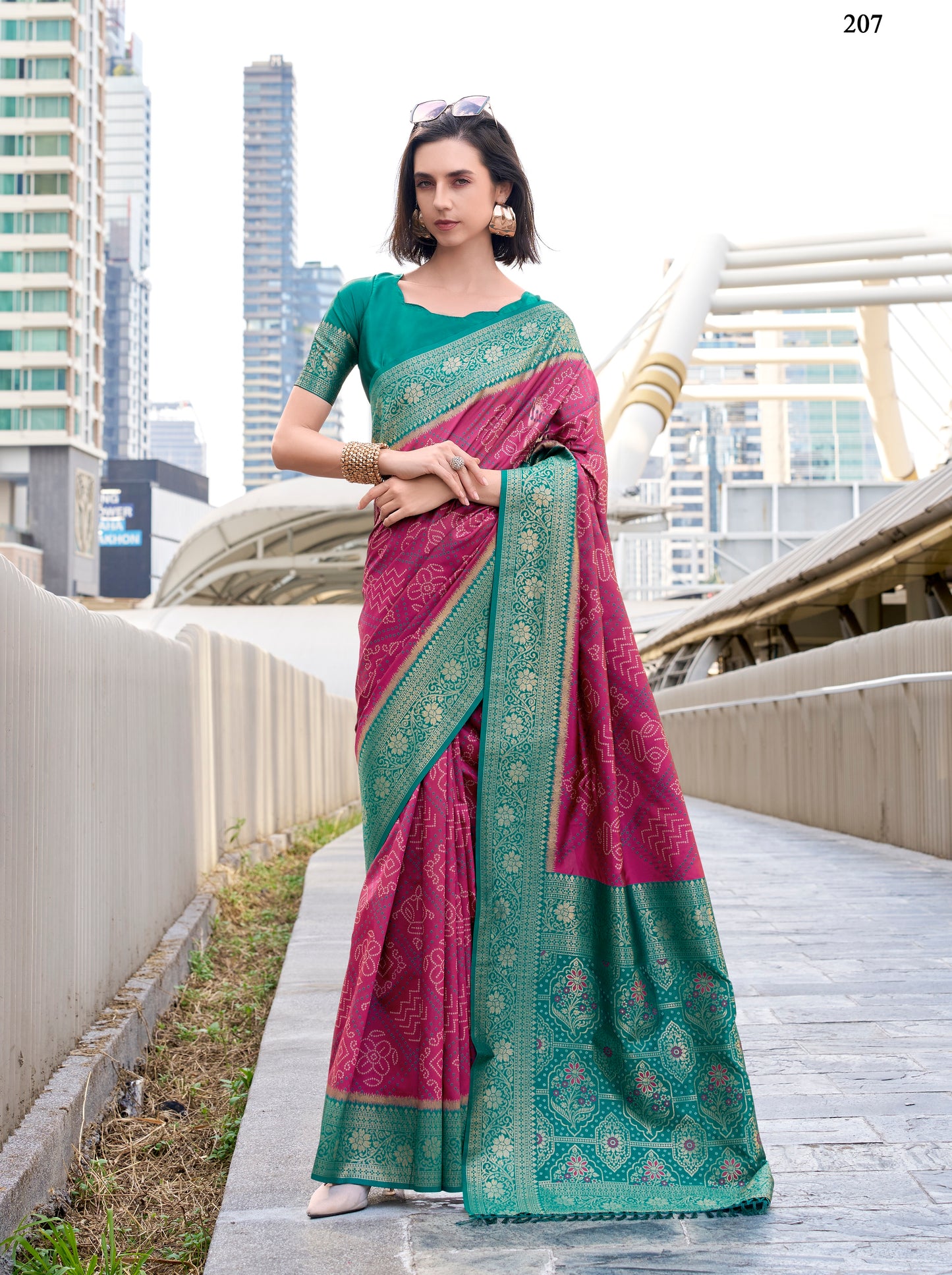 Magenta Kanjivaram Silk Readymade/Easy Saree
